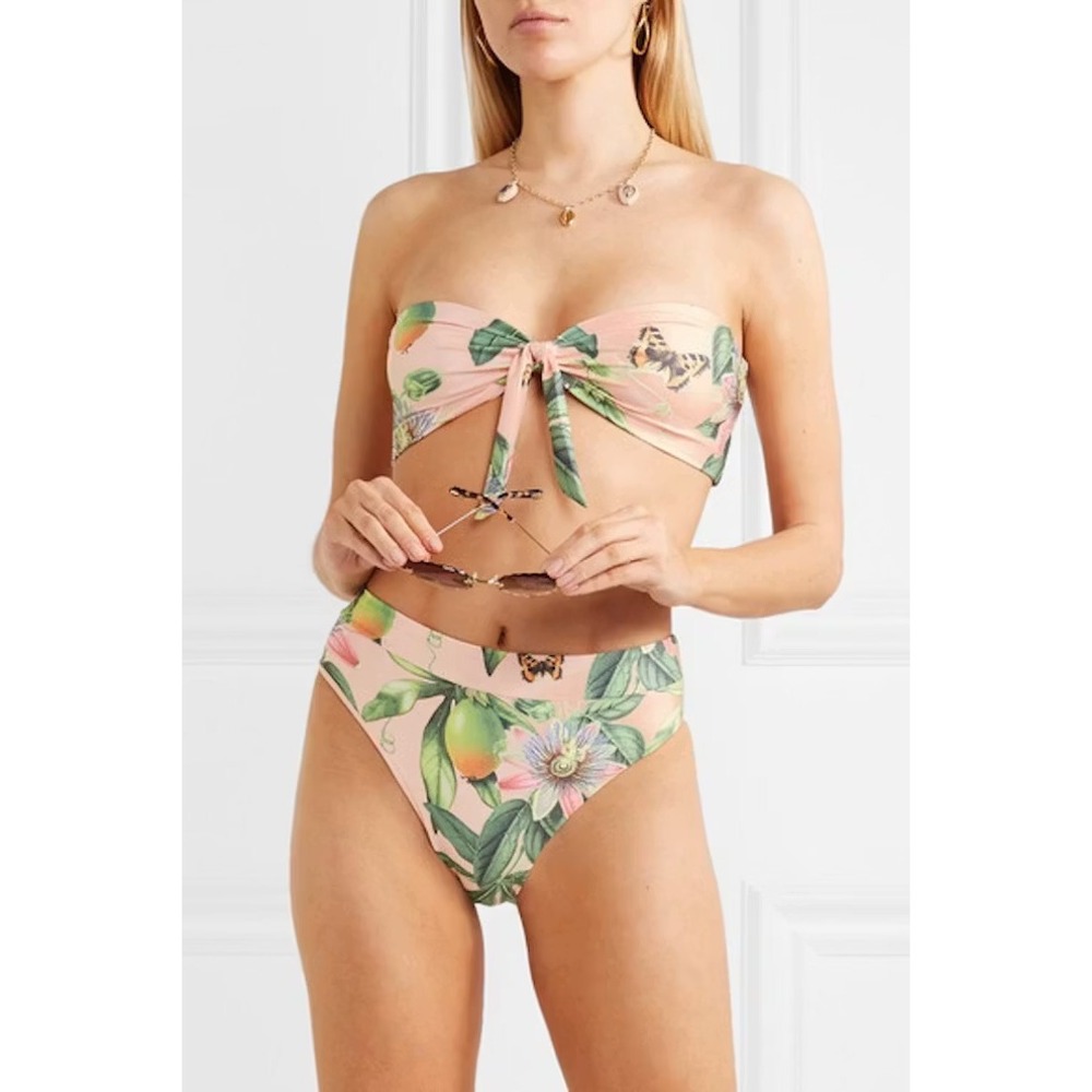 Agua Bendita Valeria Penelope Botanical Floral Bikini Set Peach